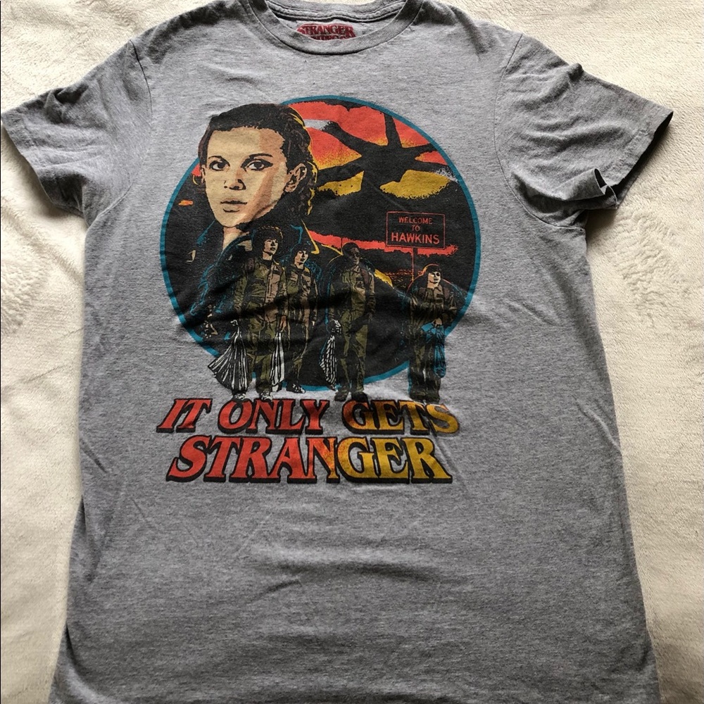 Stranger Things grey short sleeve tee